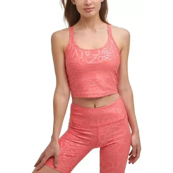 Calvin Klein Performance Women's Printed Strappy-Back Tank Top Pink Size M - Picture 1 of 3